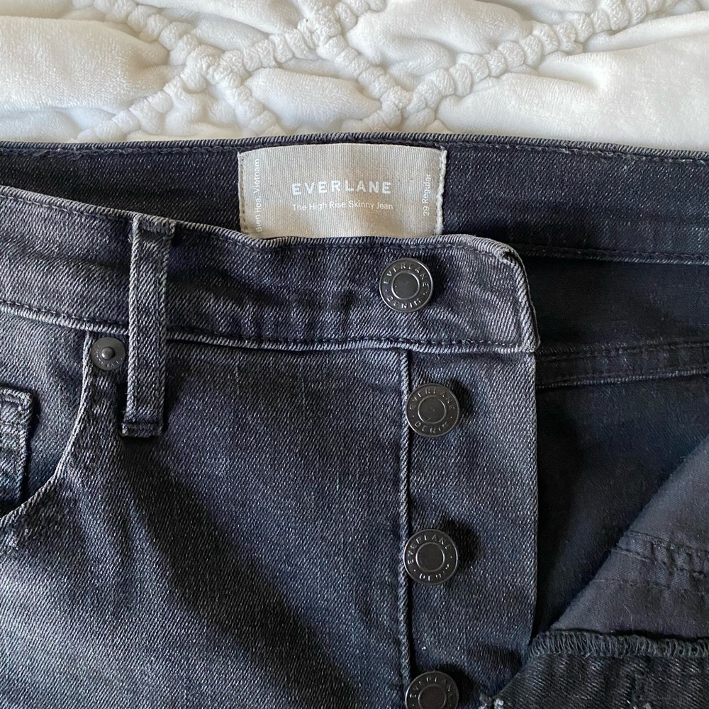 Everlane Authentic Stretch Button-Fly High Rise Skinny Jeans